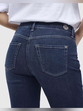 MAC Dream Chic Random Blue Wash Fluid Stretch Slim Ankle Zip Jeans 34 NWT